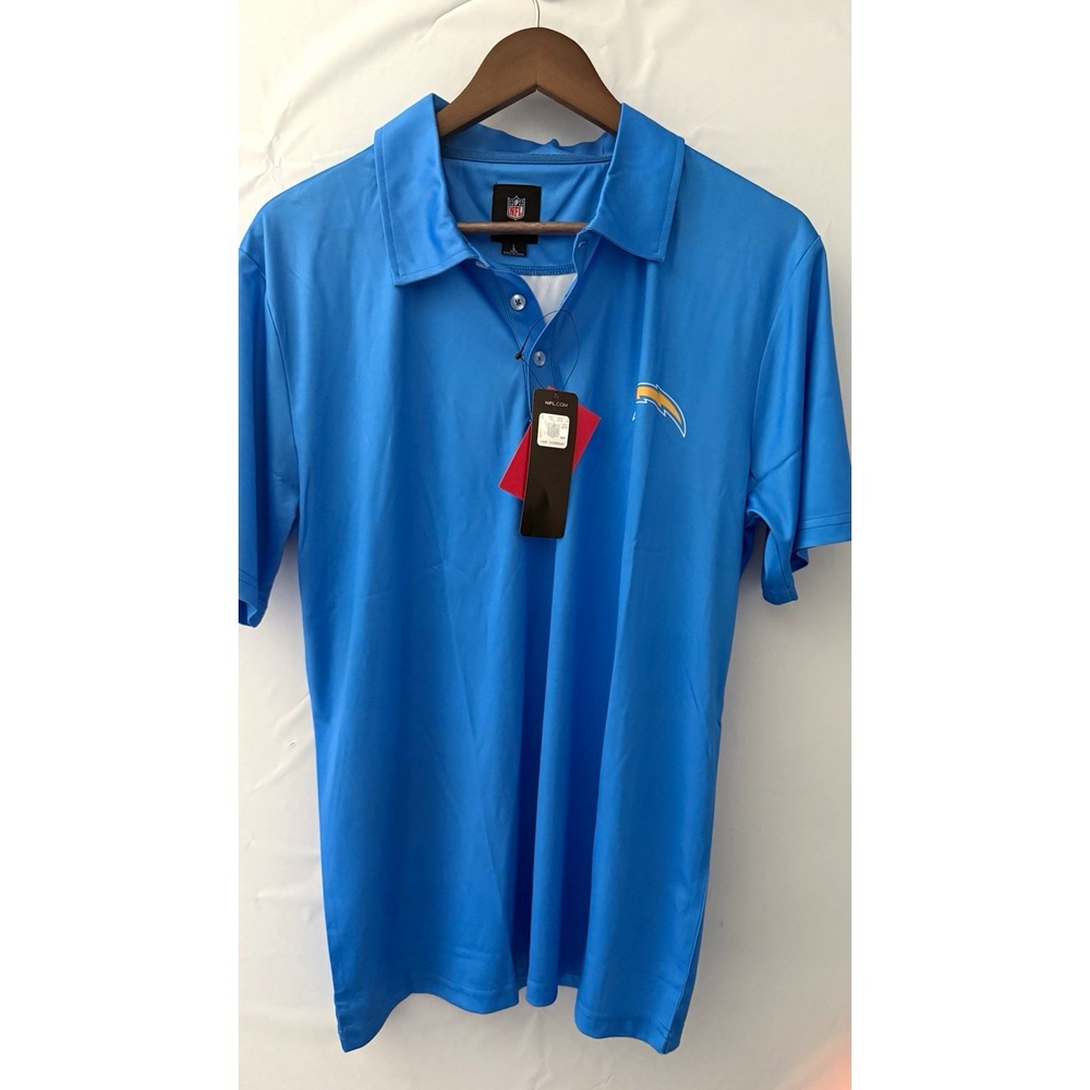 NFL Team Apparel Los Angeles Chargers NFL Football Blue Short Sleeve Polo, L
